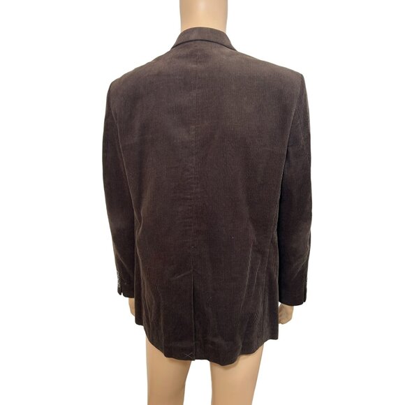 Tasso Elba Men’s Vtg Blazer Sports Coat Jacket M 39 -41 Brown Corduroy 3-Button - Picture 3 of 13